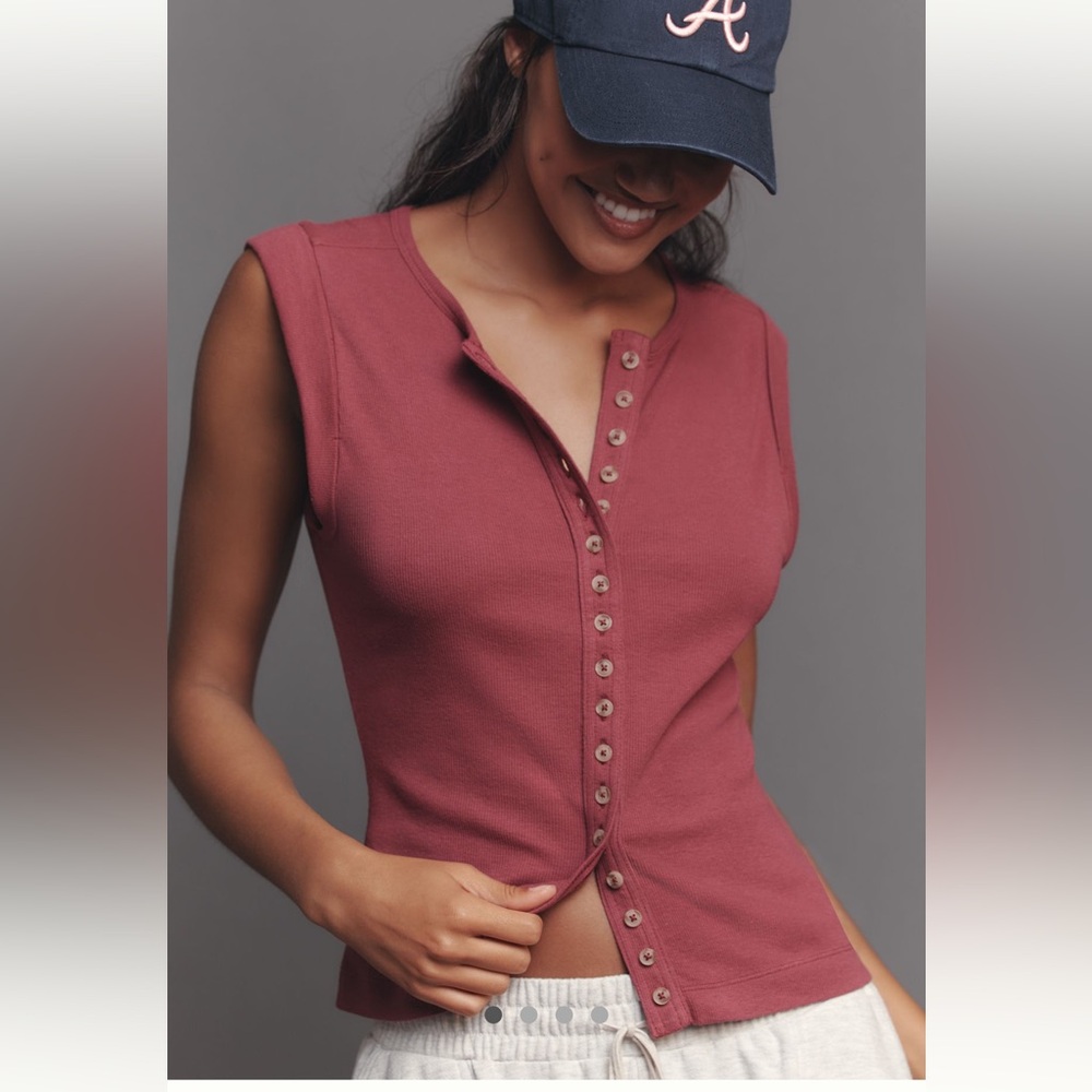 Anthropologie NWT super soft SM button front top; great wardrobe staple